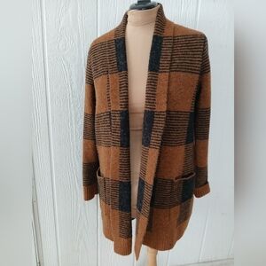 Brown and Black Oversized Cardigan Sweater